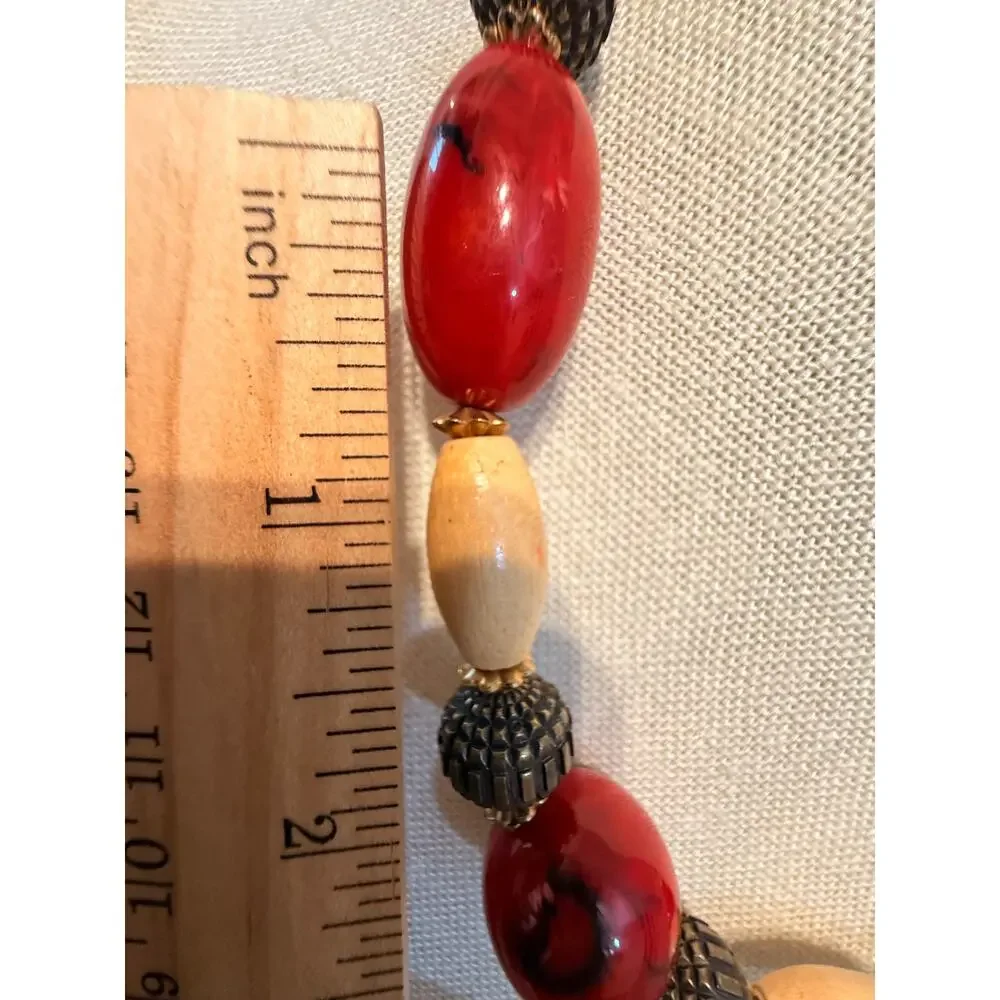 Vintage Paula Wood & Lucite Statement Bead Necklace 18”